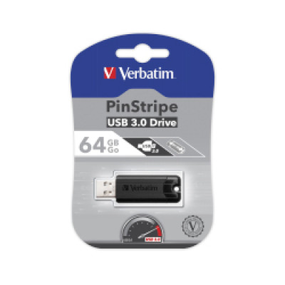 USB Memorija  64GB USB3.2 Gen1, crni  Verbatim PinStripe